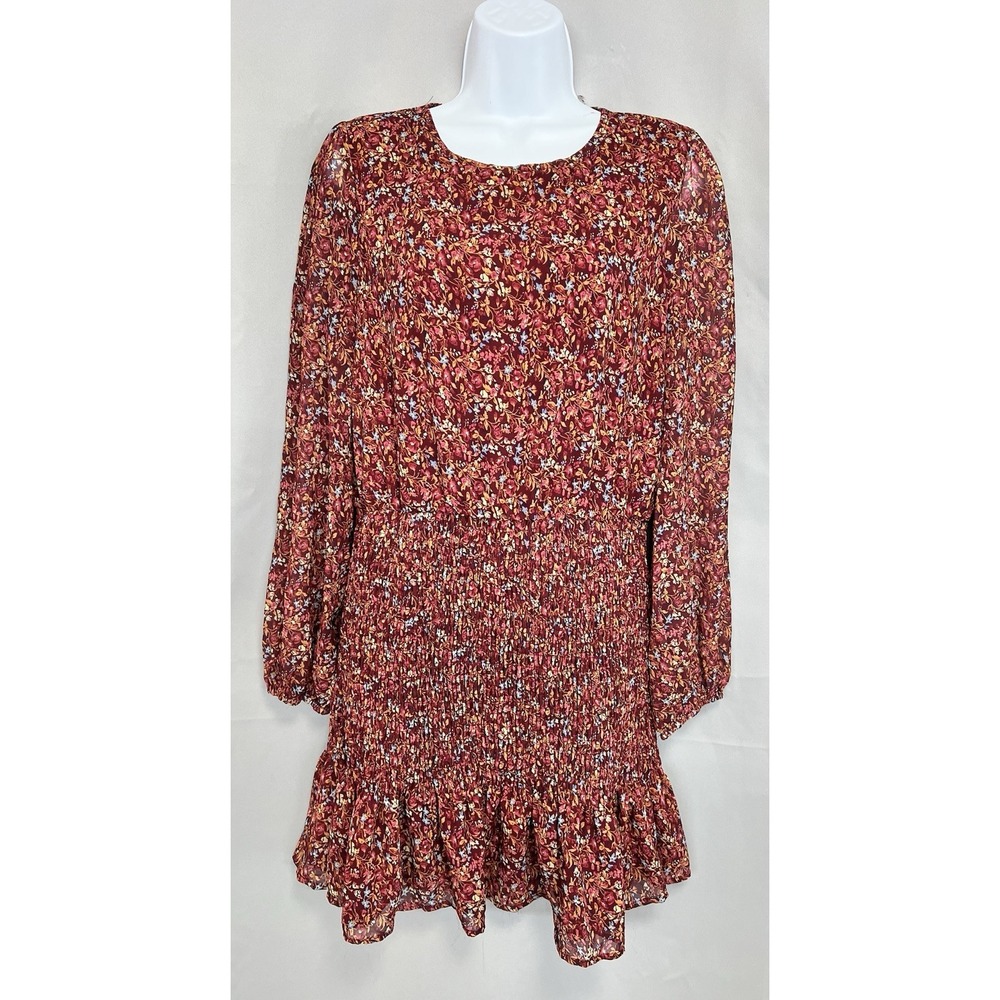 Dress Forum Sz Large Ditsy Floral Mini Dress Long Sleeves Women's